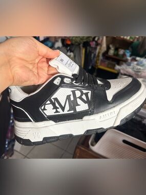 AMIRI Black & White Kids Logo Low-Top Sneaker